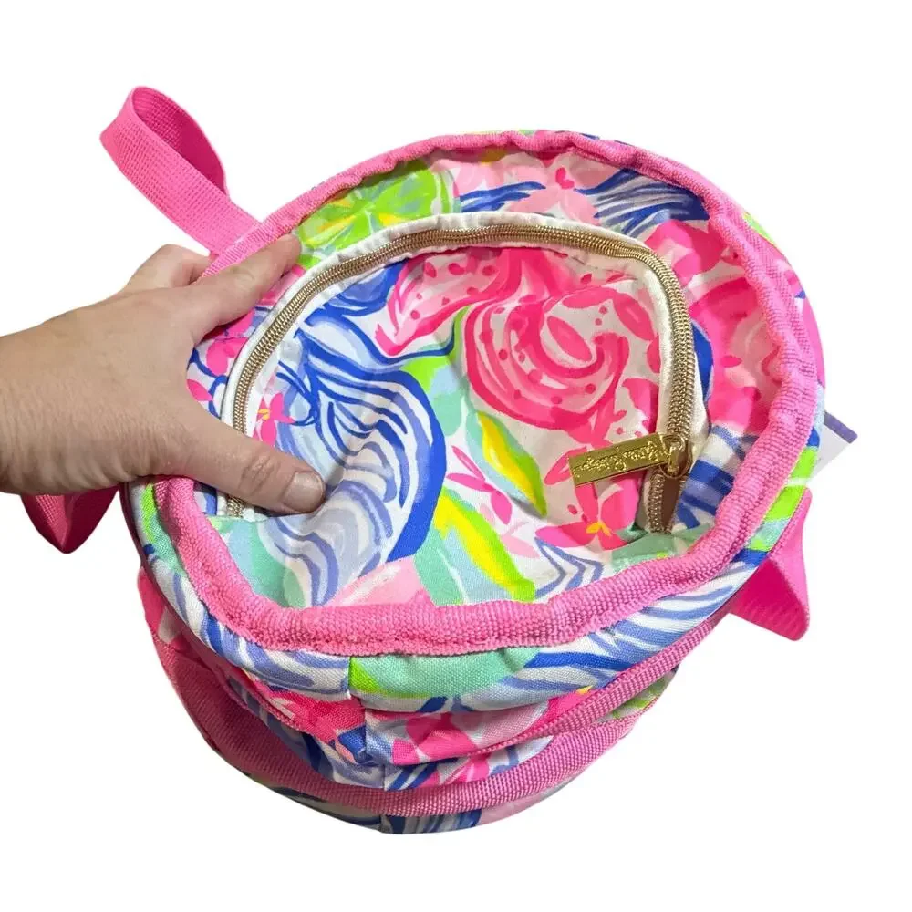 Lilly Pulitzer Insulated Beach Cooler bag in Aqua La Vista collapsible canvas